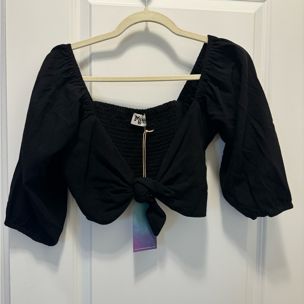 Show Me Your Mumu Black Tie Crop Top